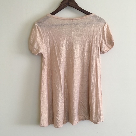 Anthro Bordeaux Glimmered Tee Peach Metallic Linen - Picture 4 of 6